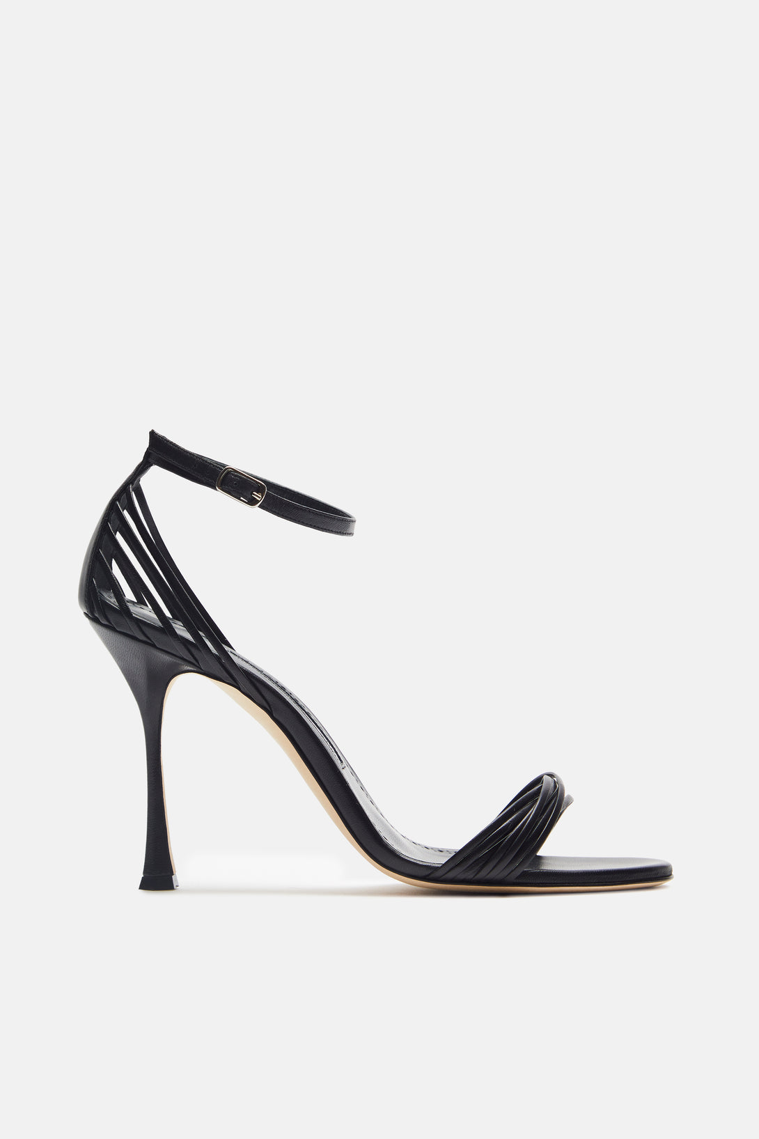 Icano Ankle Strap Heeled Sandal - Black Nappa – The Line