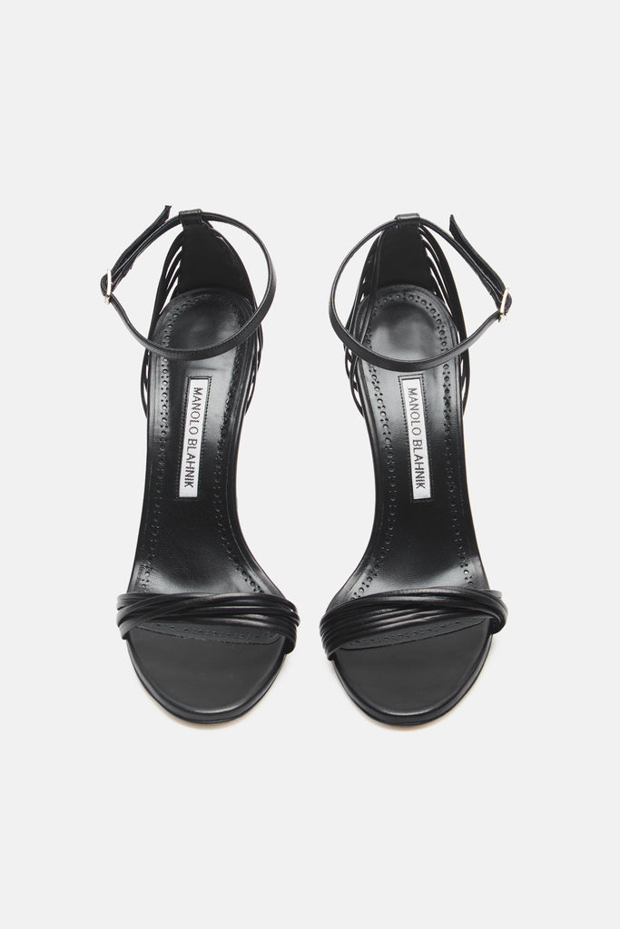 Icano Ankle Strap Heeled Sandal - Black Nappa – The Line