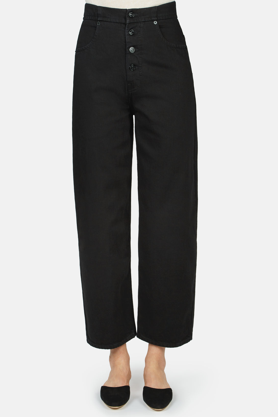 button front black jeans