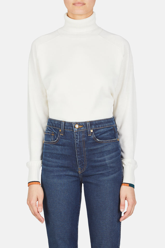 Download Fine Rib Long Sleeve Turtleneck - Off White - The Line