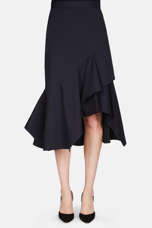 Cotton Gabardine Skirt - Navy – The Line