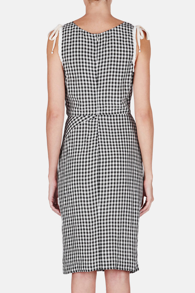 Portia Dress - Black Crinkled Gingham – The Line