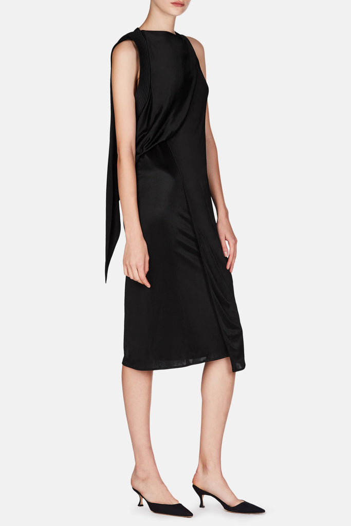 Draped Open Back Dress - Noir – The Line