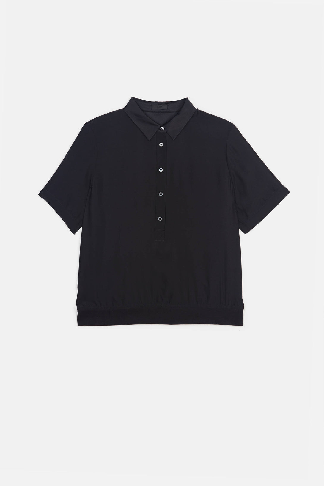 Silk Polo Pop Over - Black – The Line