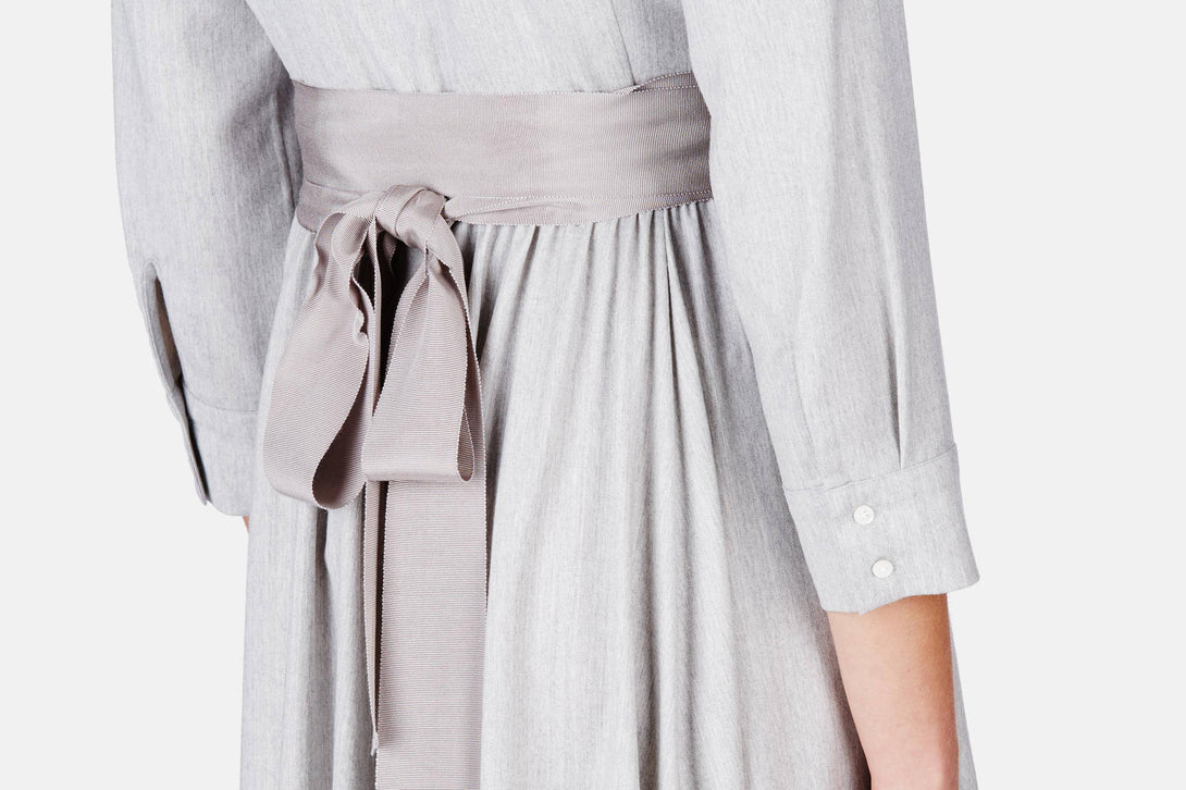 Cotton 3/4 Sleeve Tie Gown - Heather Grey – The Line