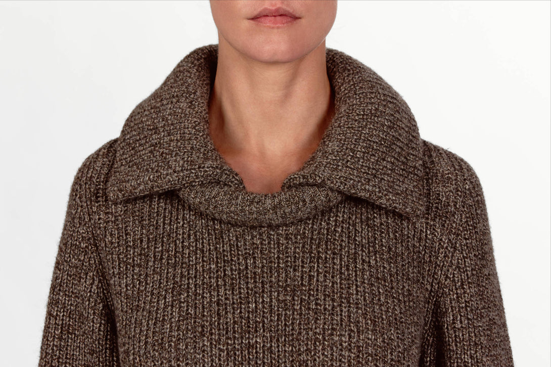 Collar Sweater - Brown Grey Marl – The Line