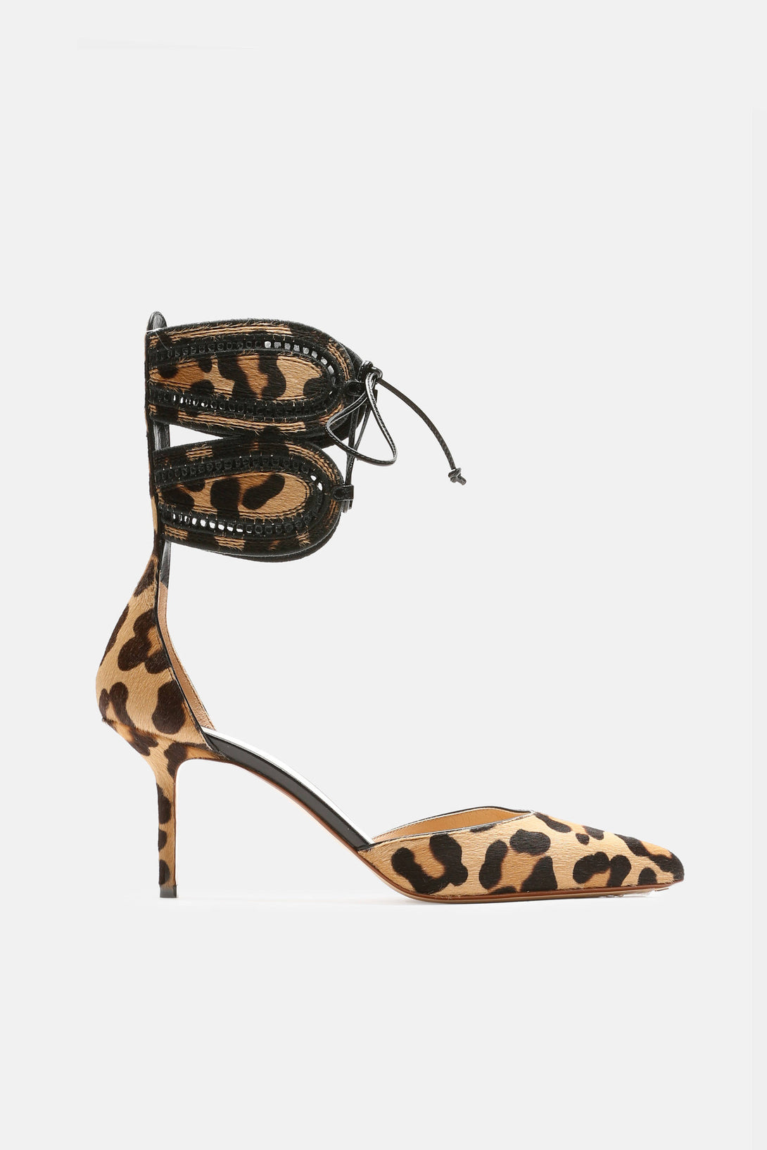 leopard cuff detail court shoes