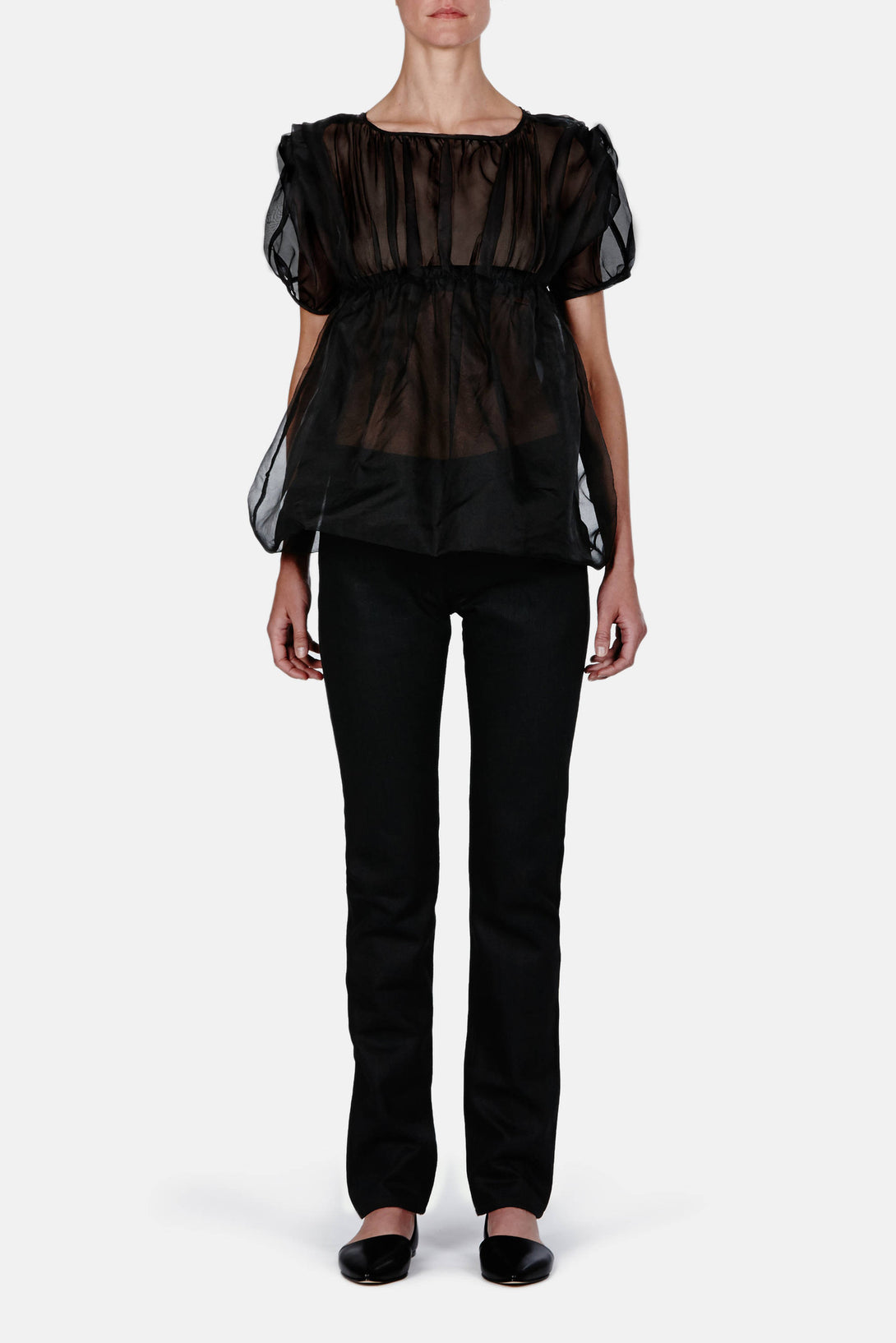 Gathered Balloon Top - Black – The Line