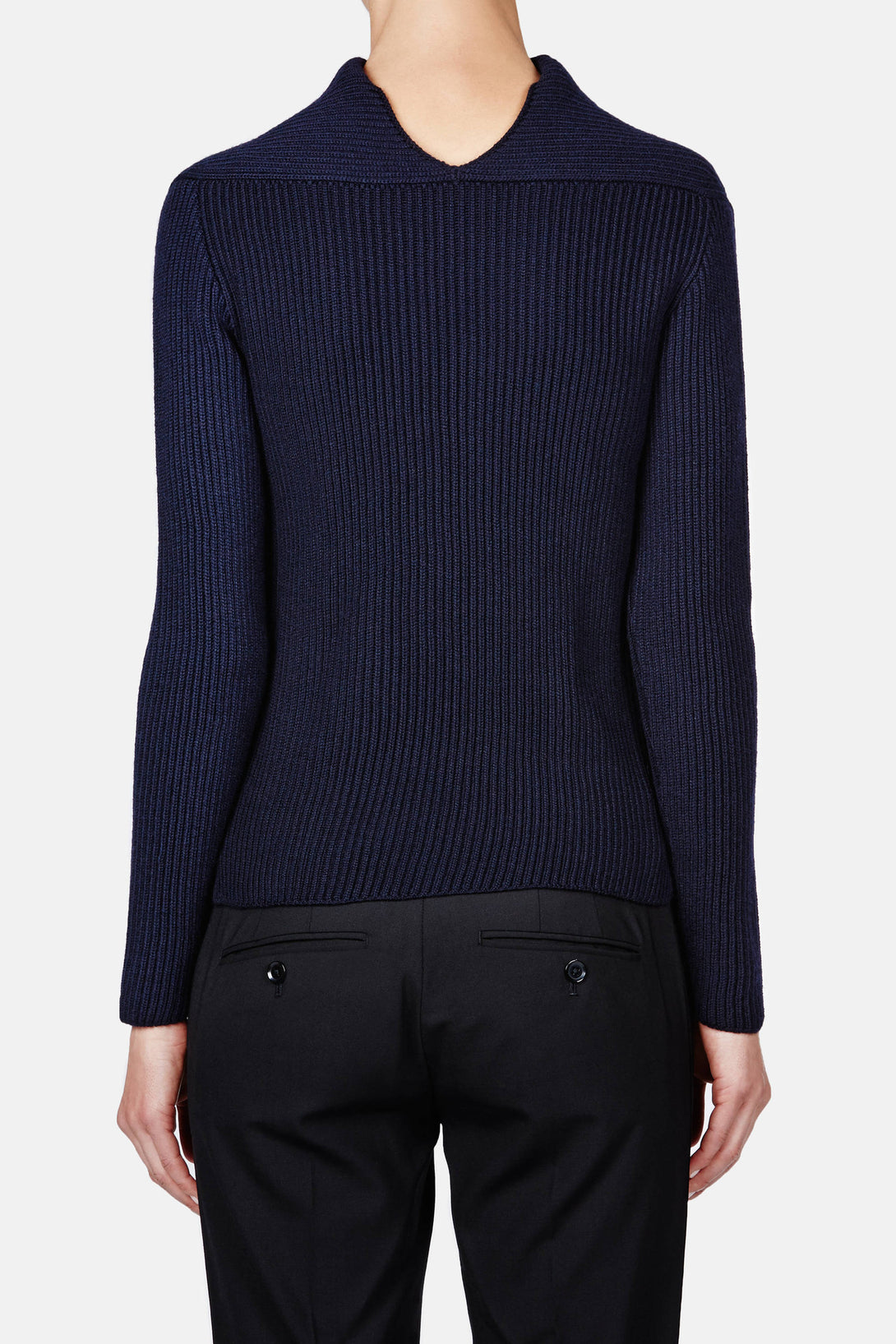 Folded Neck Sweater - Navy – The Line