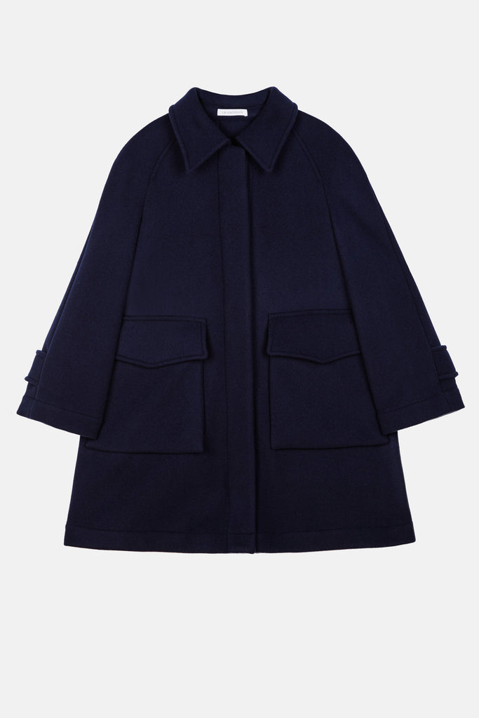 A-Line Mac with Patch Pockets - Navy – The Line