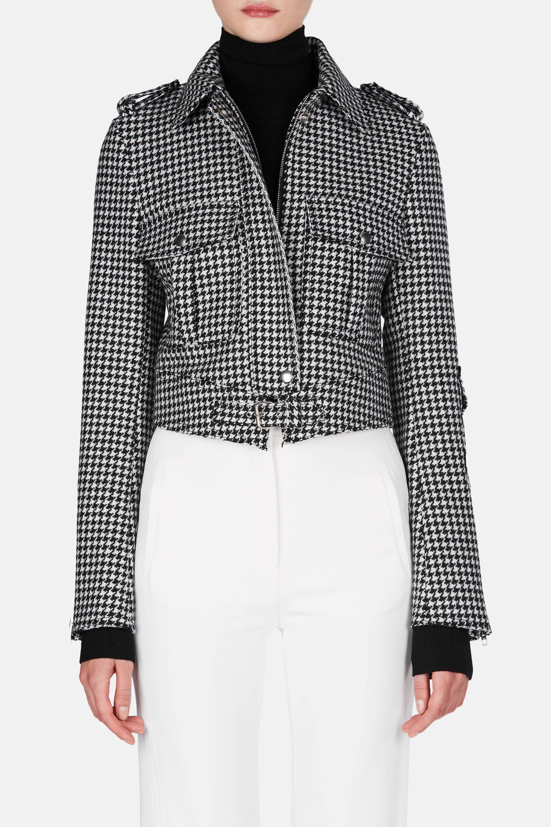 Houndstooth Jacket with Patch Pockets – The Line