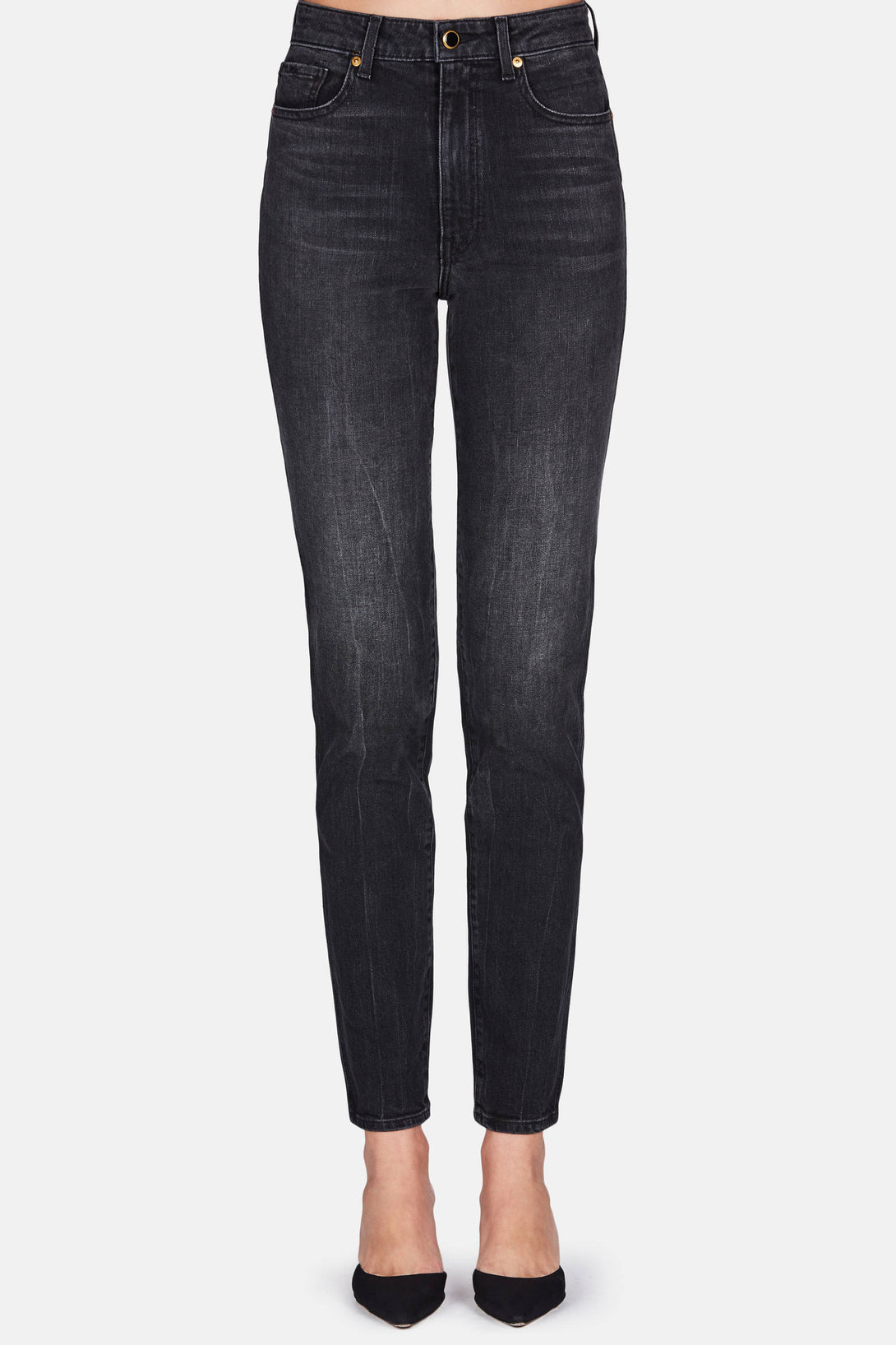 black high waisted straight jeans