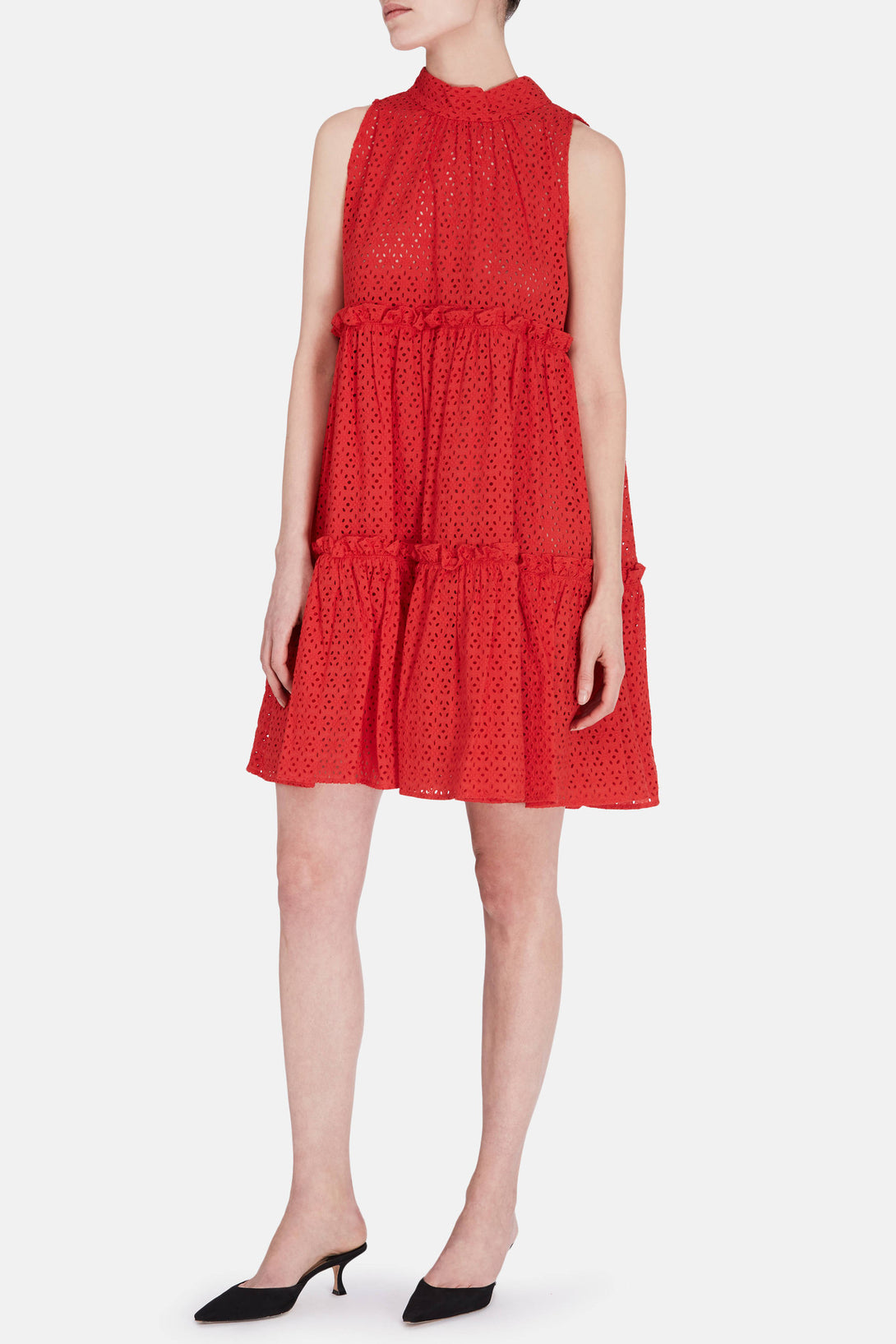 Mini Ruffle Tier Dress - Tomato Eyelet – The Line