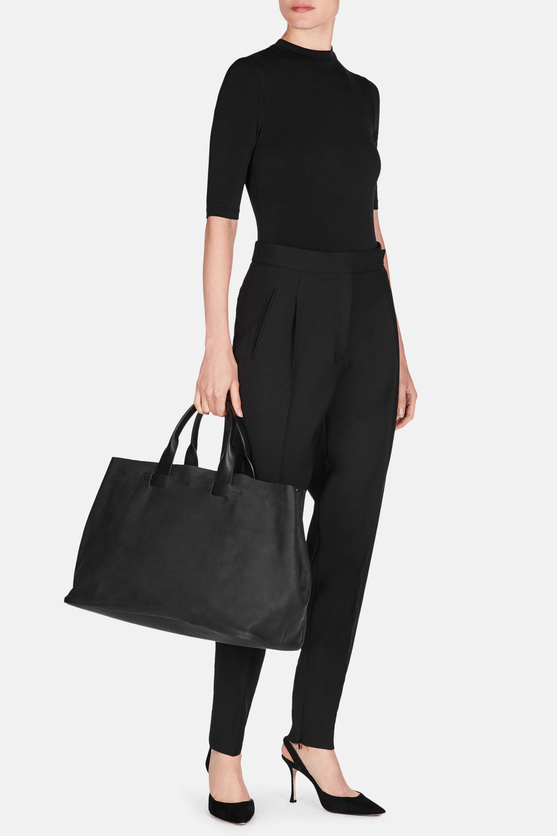 Leather Tote - Black – The Line
