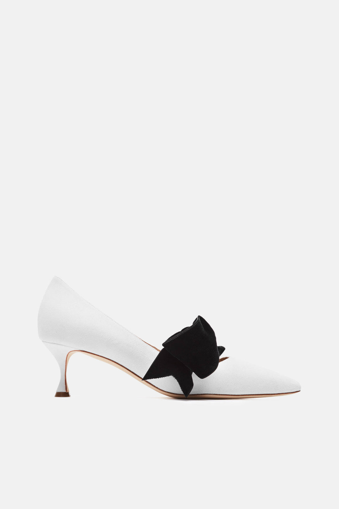 Serba Pump - White Suede/Velvet Bow 