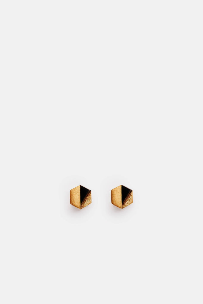 Decimal Earrings - 18K Gold Plated Brass with Onyx – The Line