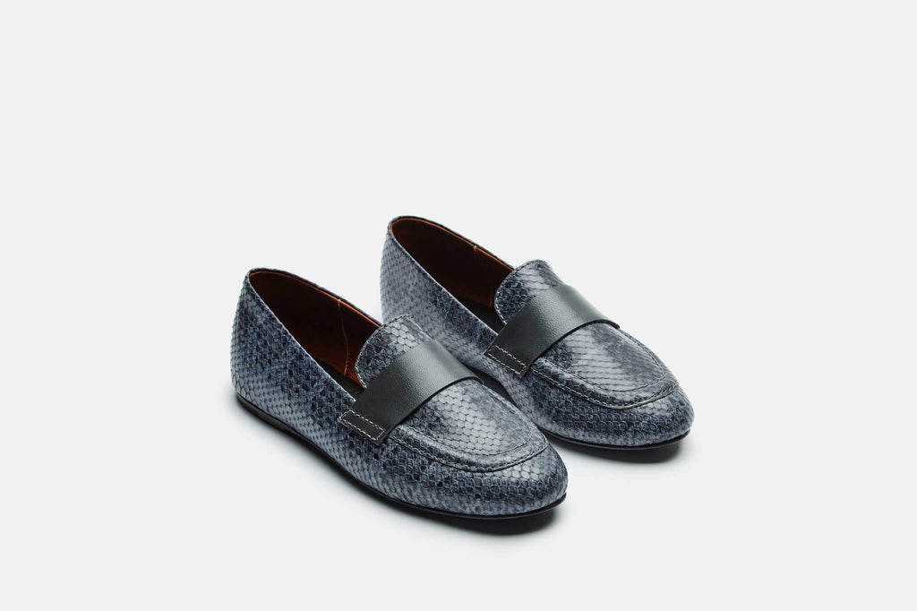 Claude Loafer with Band - Ink Blue Embossed Snake/Lead Band – The Line