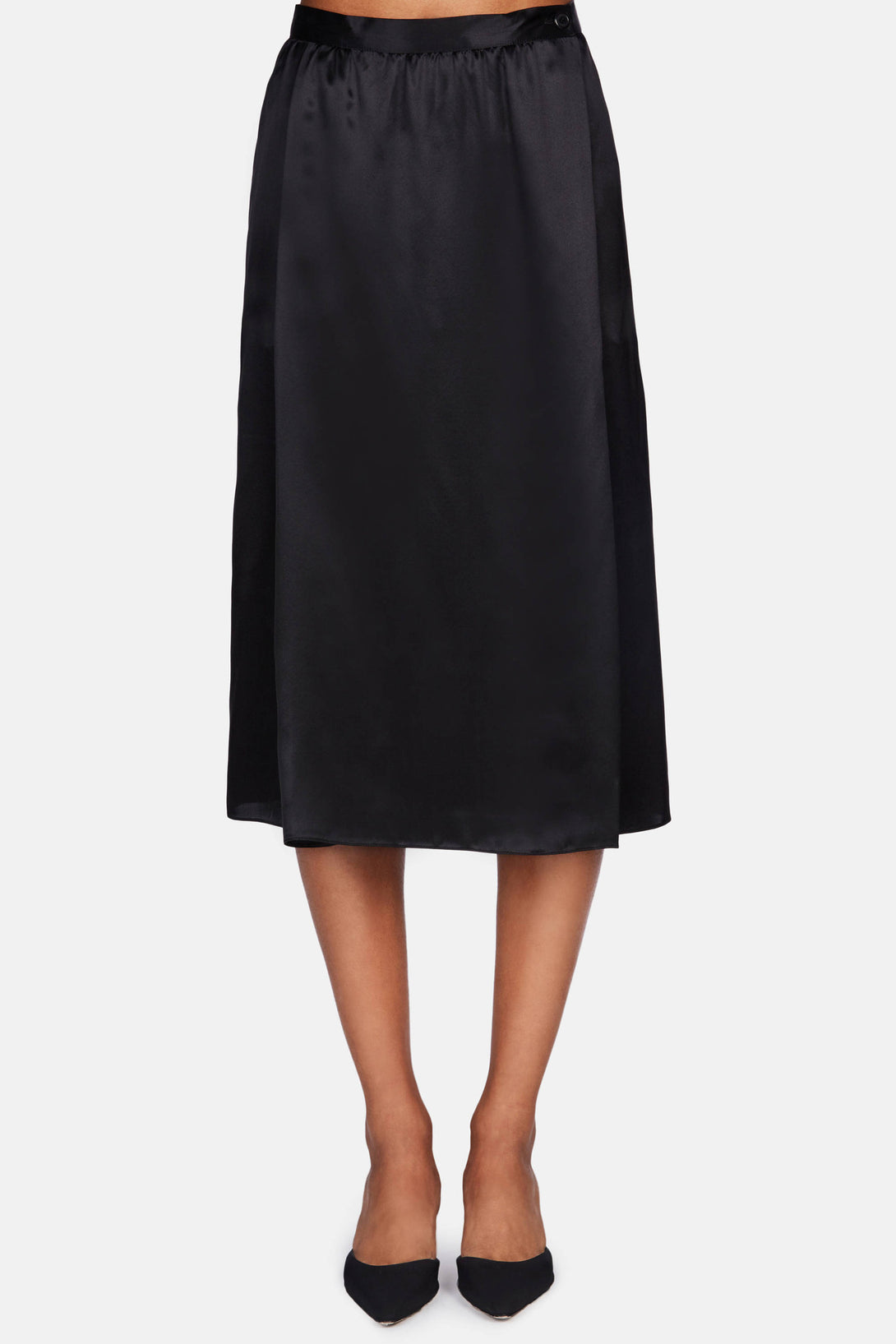 Silk Wrap Skirt - Black – The Line