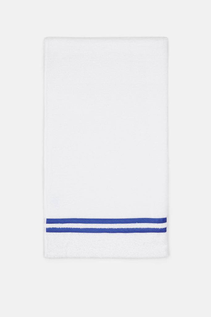 Lido Terry Cloth Bath Towel - White with Indigo – The Line