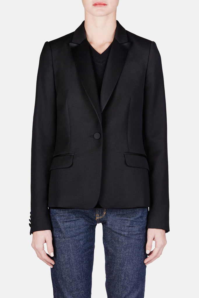 Izar Short One Button Jacket - Noir – The Line