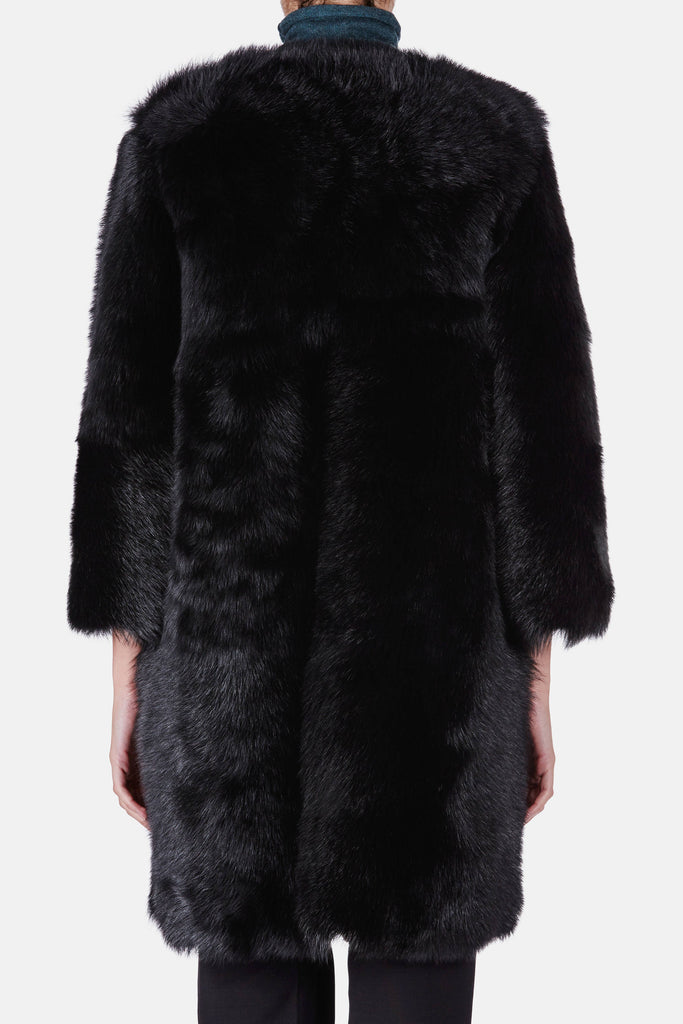 Collarless Black Dyed Toscana Nappa Back Shearling – The Line