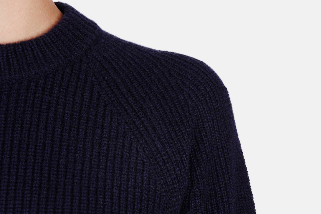 L/S Asymmetrical Crewneck - Navy – The Line