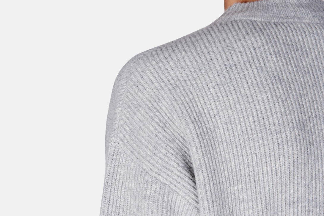 L/S Knit Dress with Tie - Light Grey Melange – The Line
