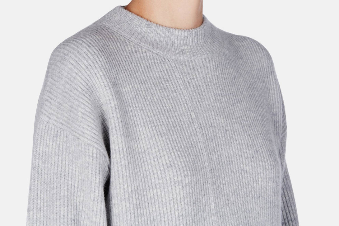 L/S Knit Dress with Tie - Light Grey Melange – The Line