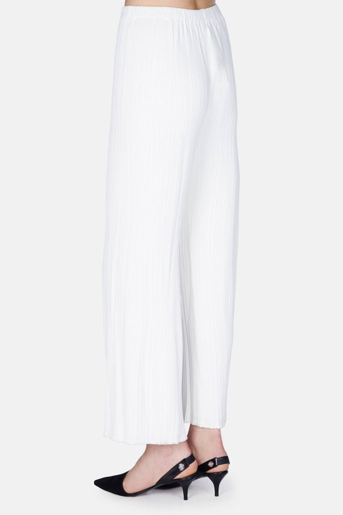 Flared Pant - Pleated Cady Suiting - White – The Line