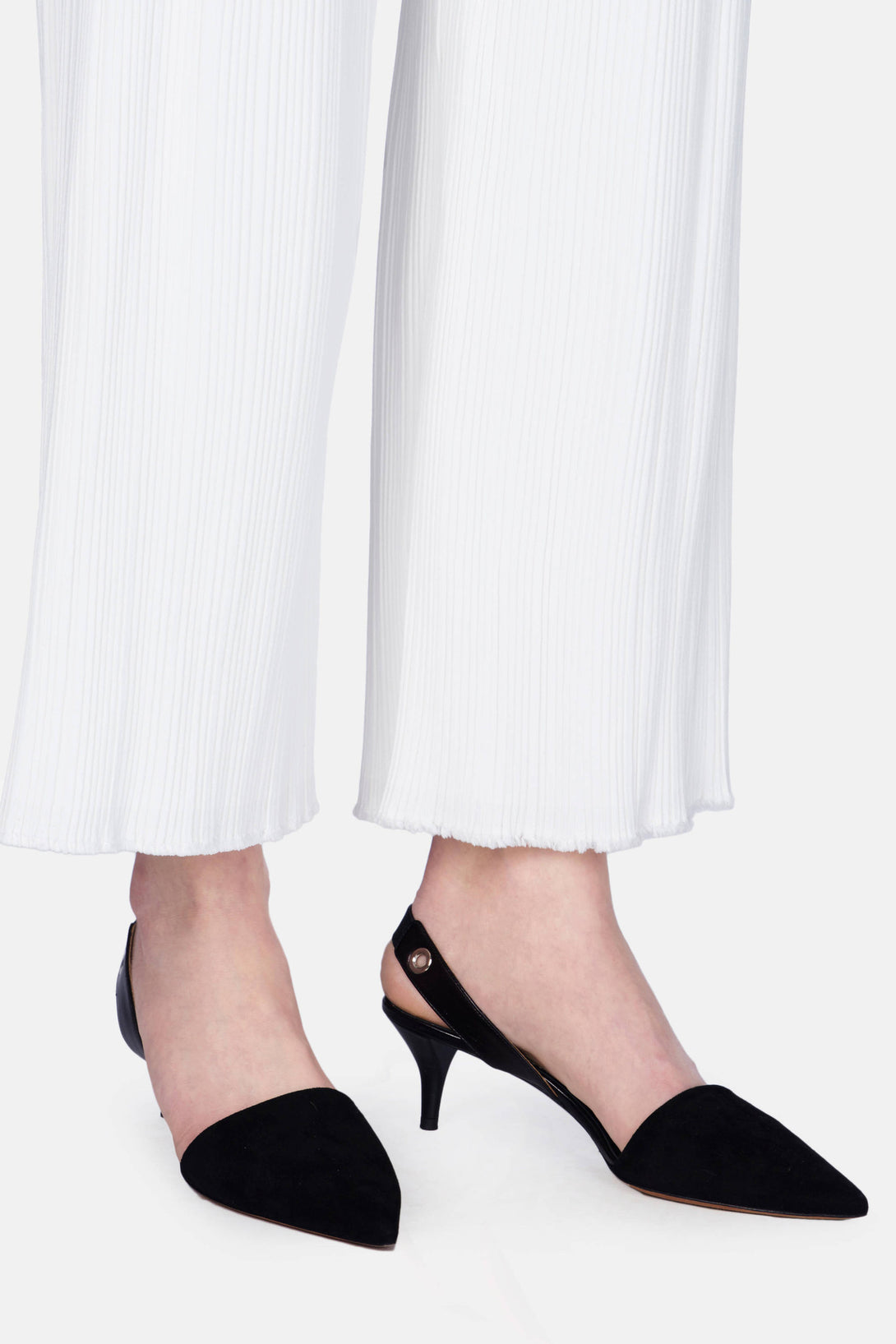 Flared Pant - Pleated Cady Suiting - White – The Line