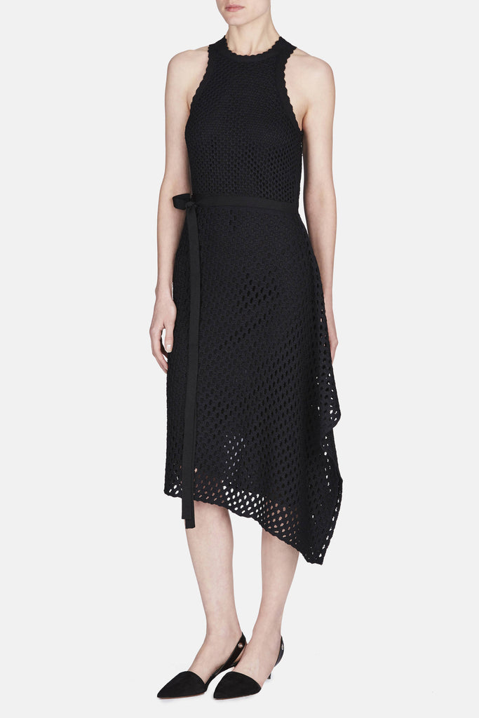 Sleeveless Knit Dress w/Asymmetrical Skirt - Black – The Line