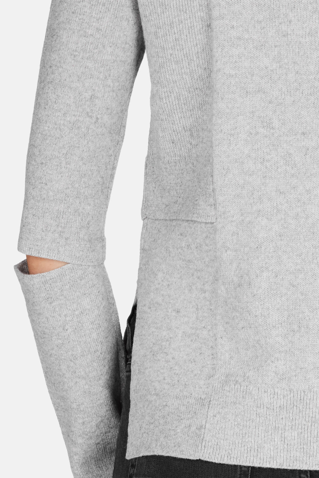 Patchwork Knit Turtleneck - Light Grey Melange – The Line
