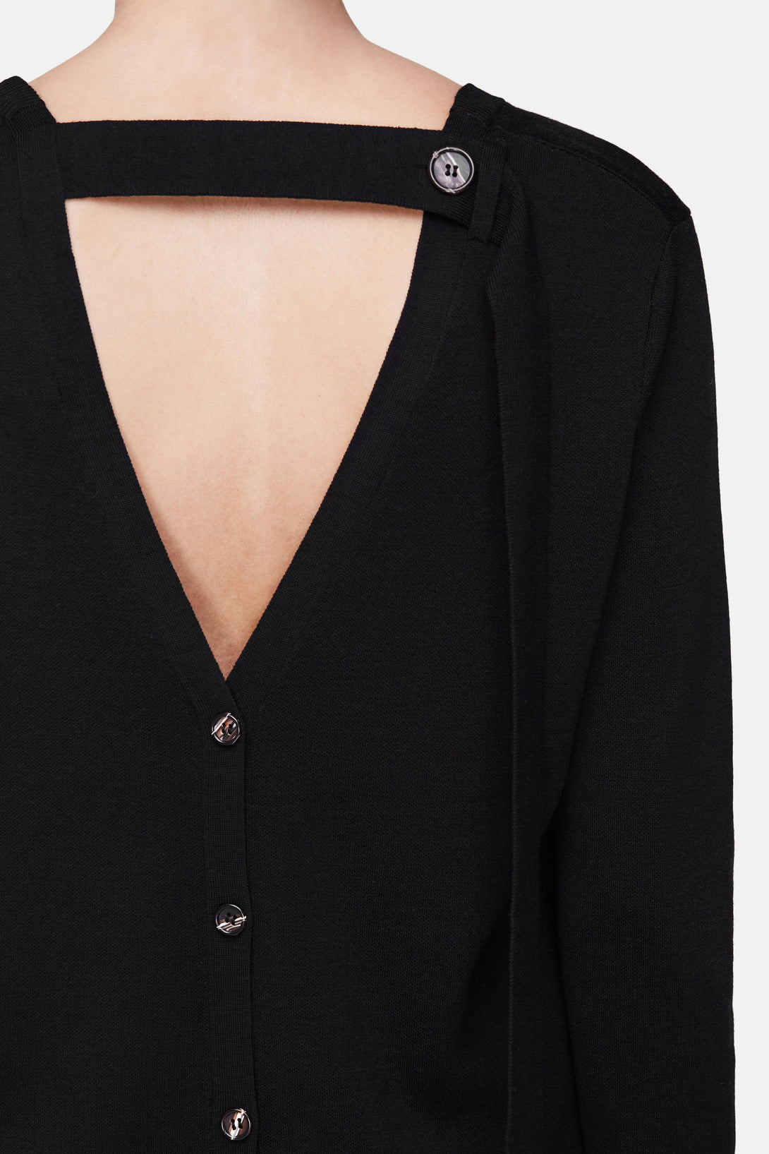 Button Back Knit Dress - Black – The Line