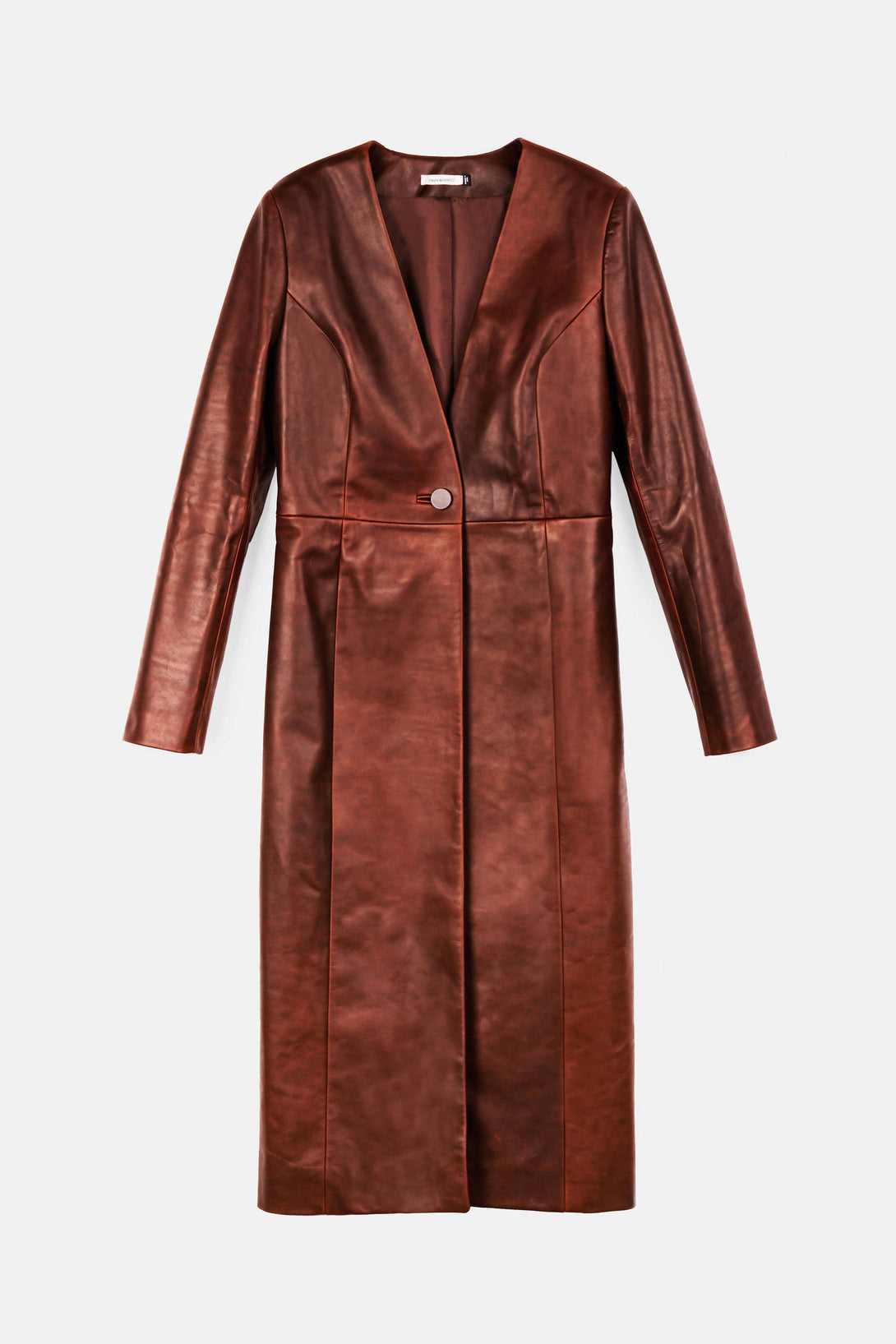 Coat 08 Collarless Panel Coat - Brown – The Line