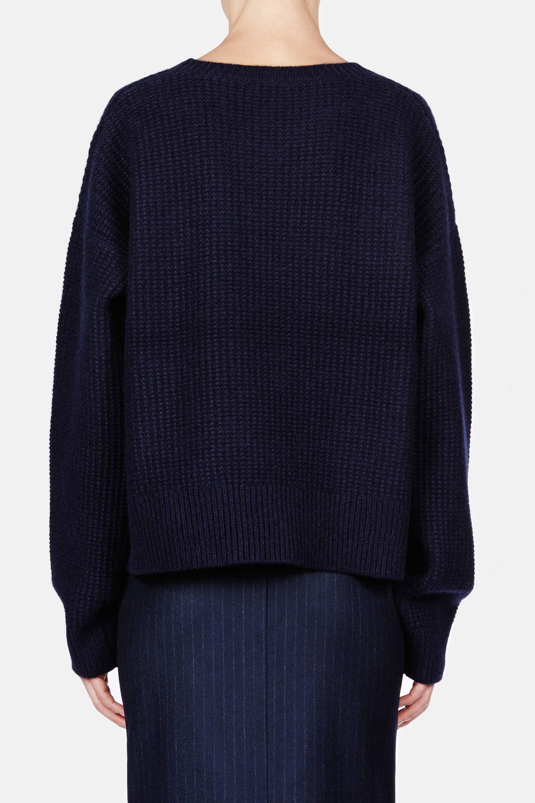 Sweater 03 Seed Stitch Oversize Crew - Navy – The Line
