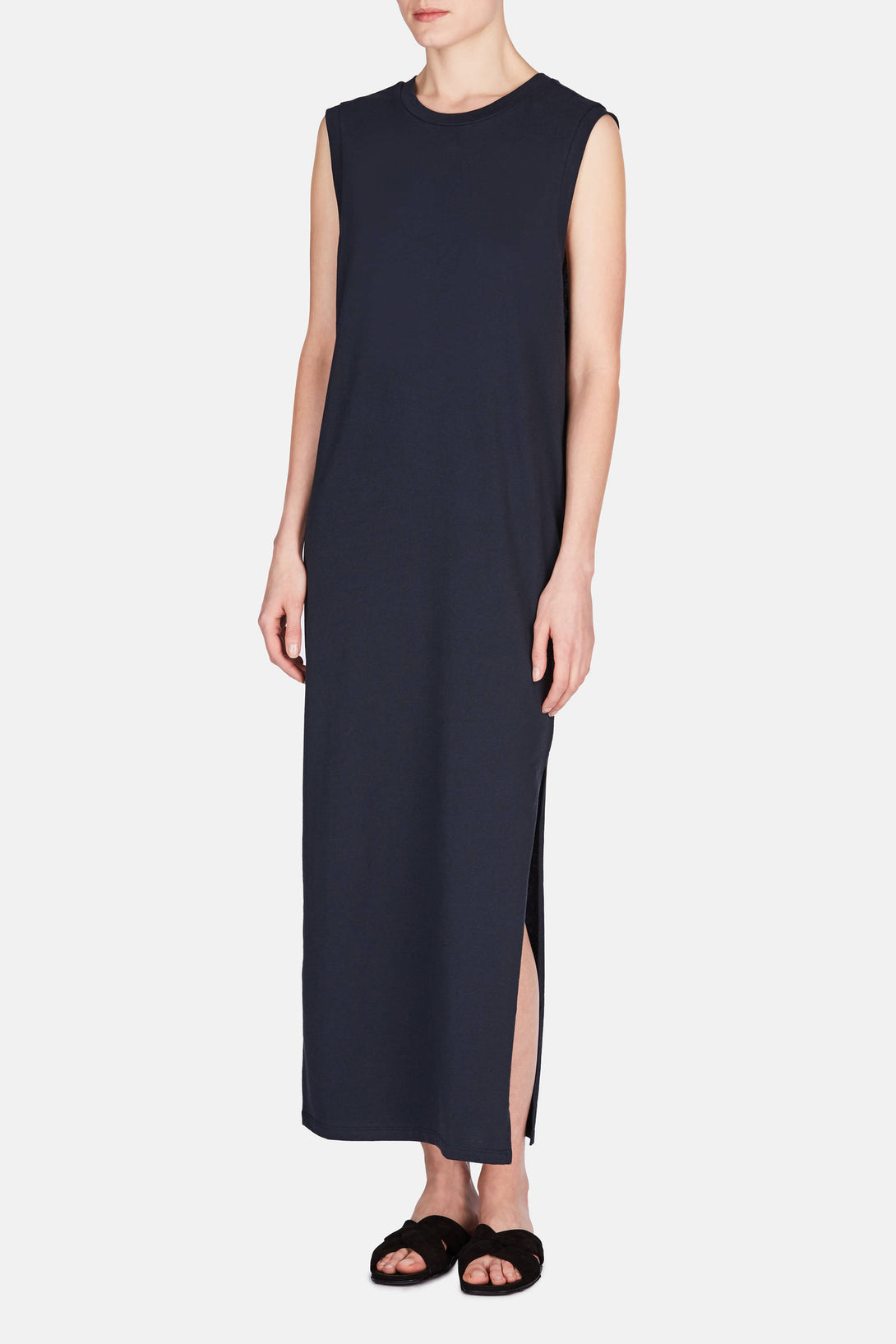 Side Slit Dress - Navy – The Line