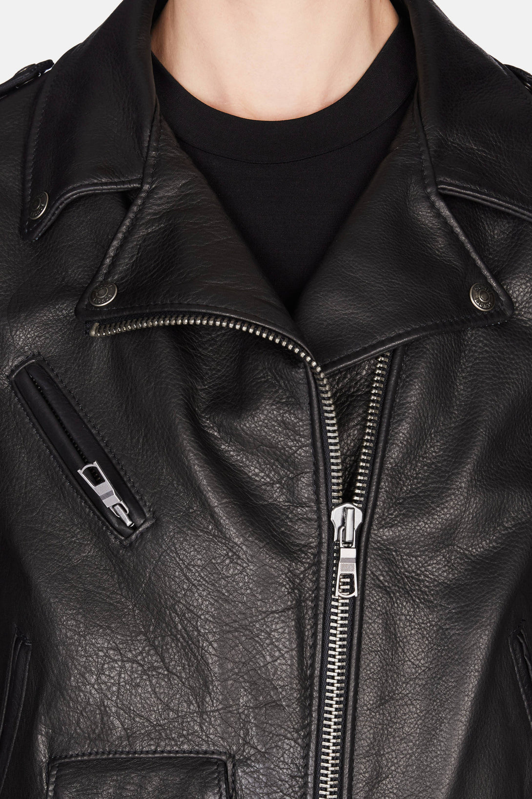 Schott x The Line Leather Jacket - Black