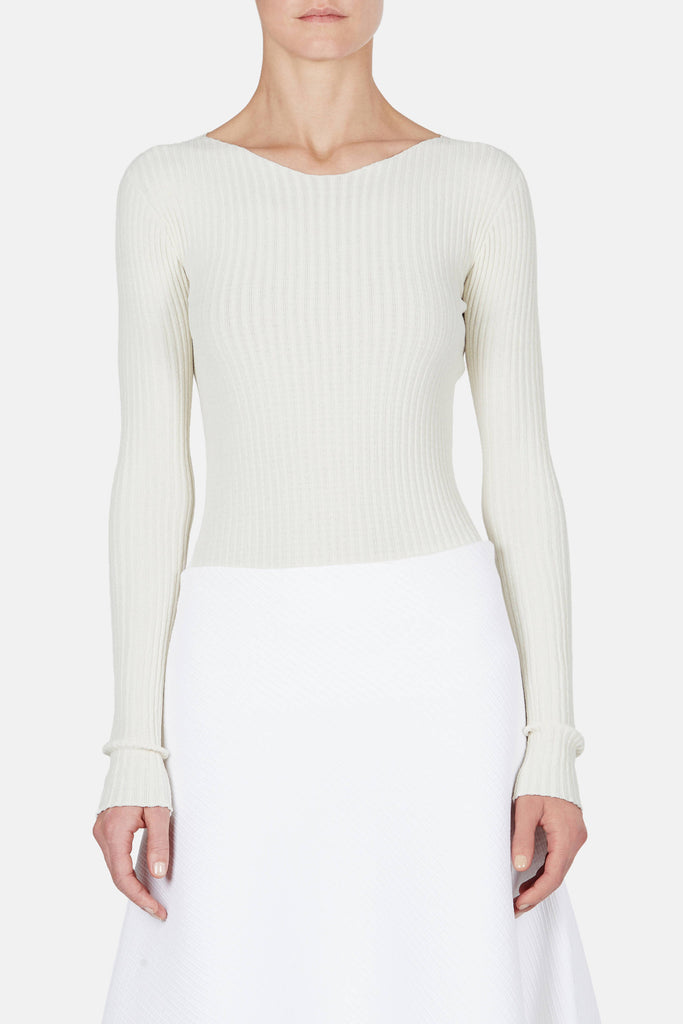 Sweater 06 Rib Extended Sleeve Top - Ivory – The Line