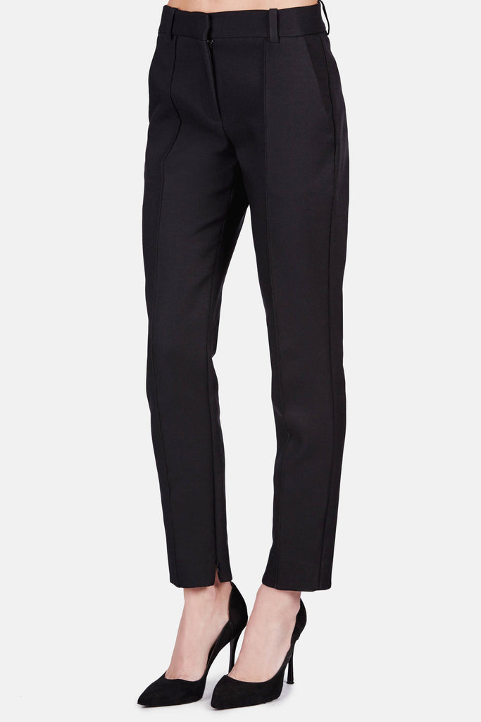 Trouser 01 Cigarette Trouser With Hem Zipper - Black – The Line