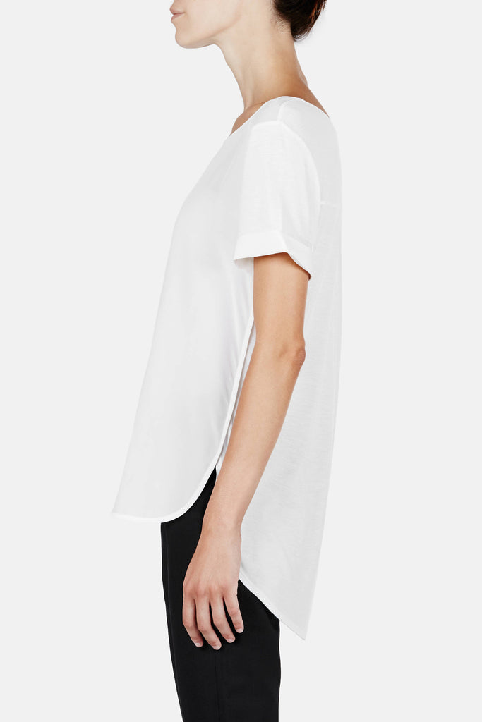 Silk Front Shirttail Tee - White – The Line