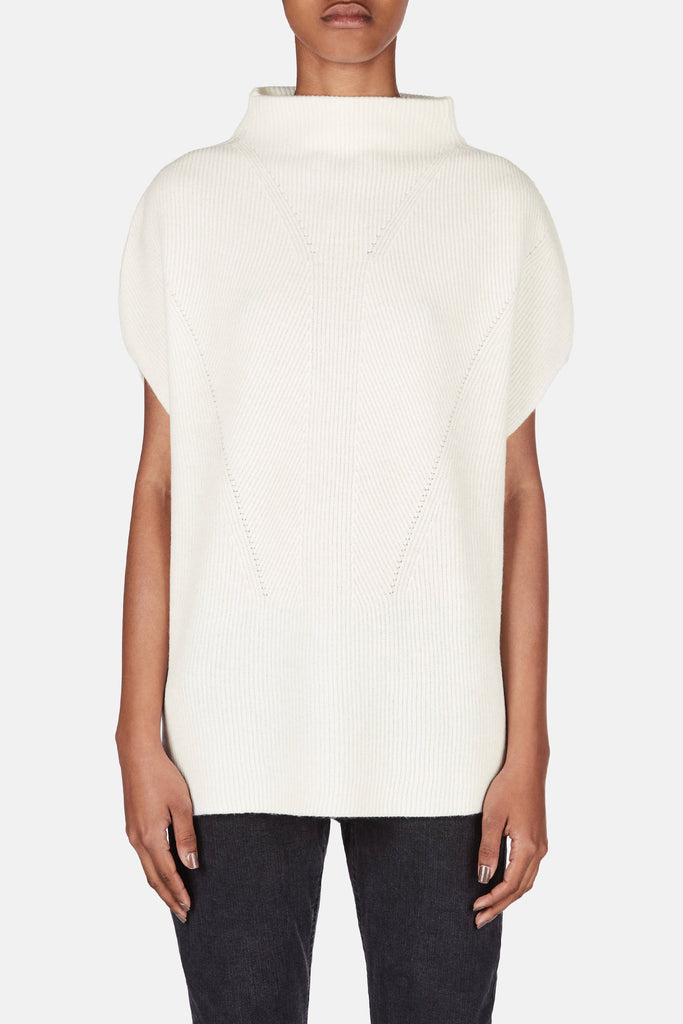 Sleeveless Turtleneck w/Panel Sides - Off White – The Line