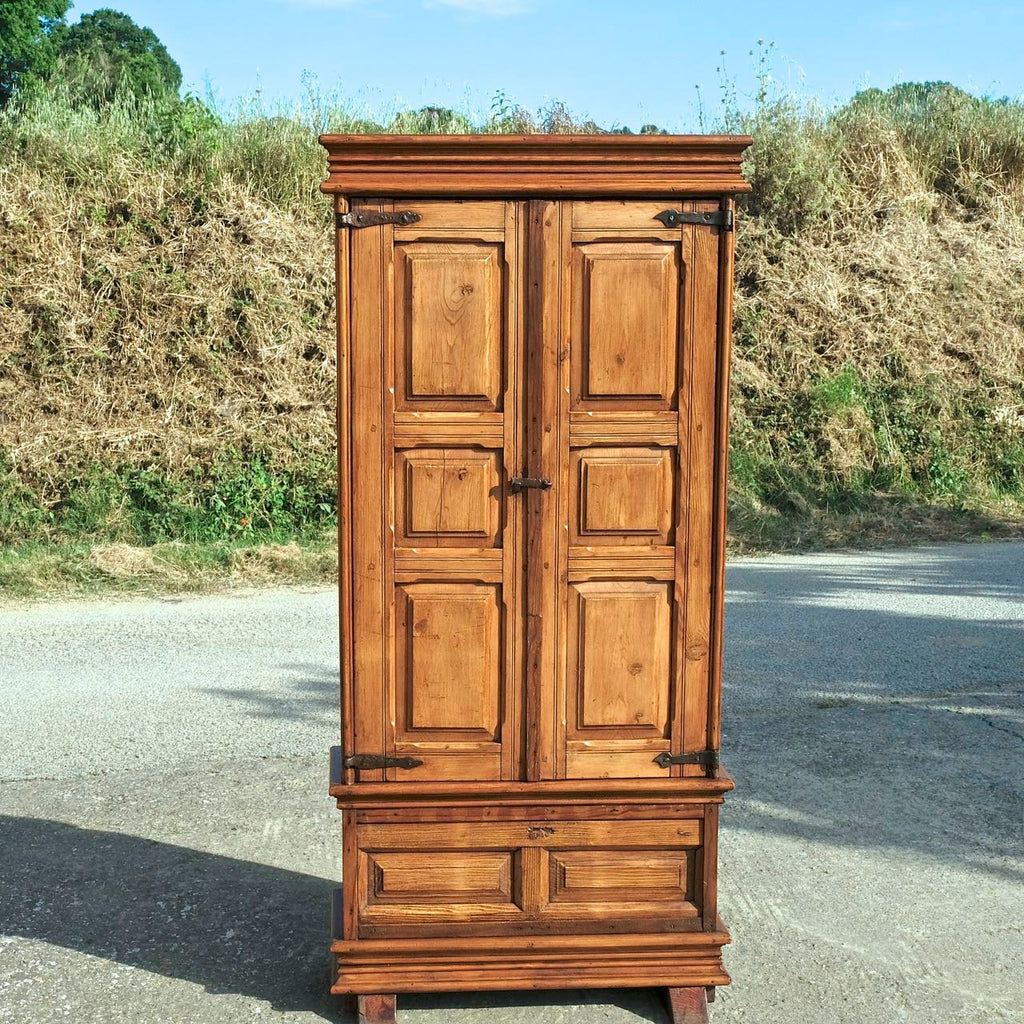 Two-door, single-drawer antique pantry cabinet, pine ...