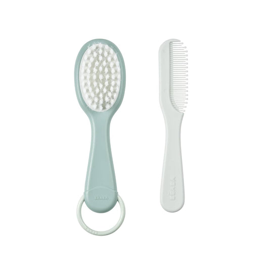 Beaba Baby Brush and Comb - Green Blue Image 1