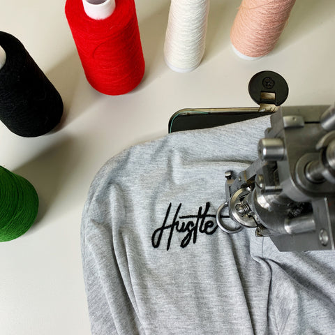 Custom Hustle embroidered tshirt