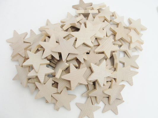 6 Wooden puffy Stars 2 1/4