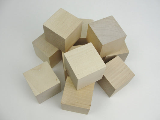1.5 Wood Cubes . Small Wood Blocks, Unfinished . Set of 10 