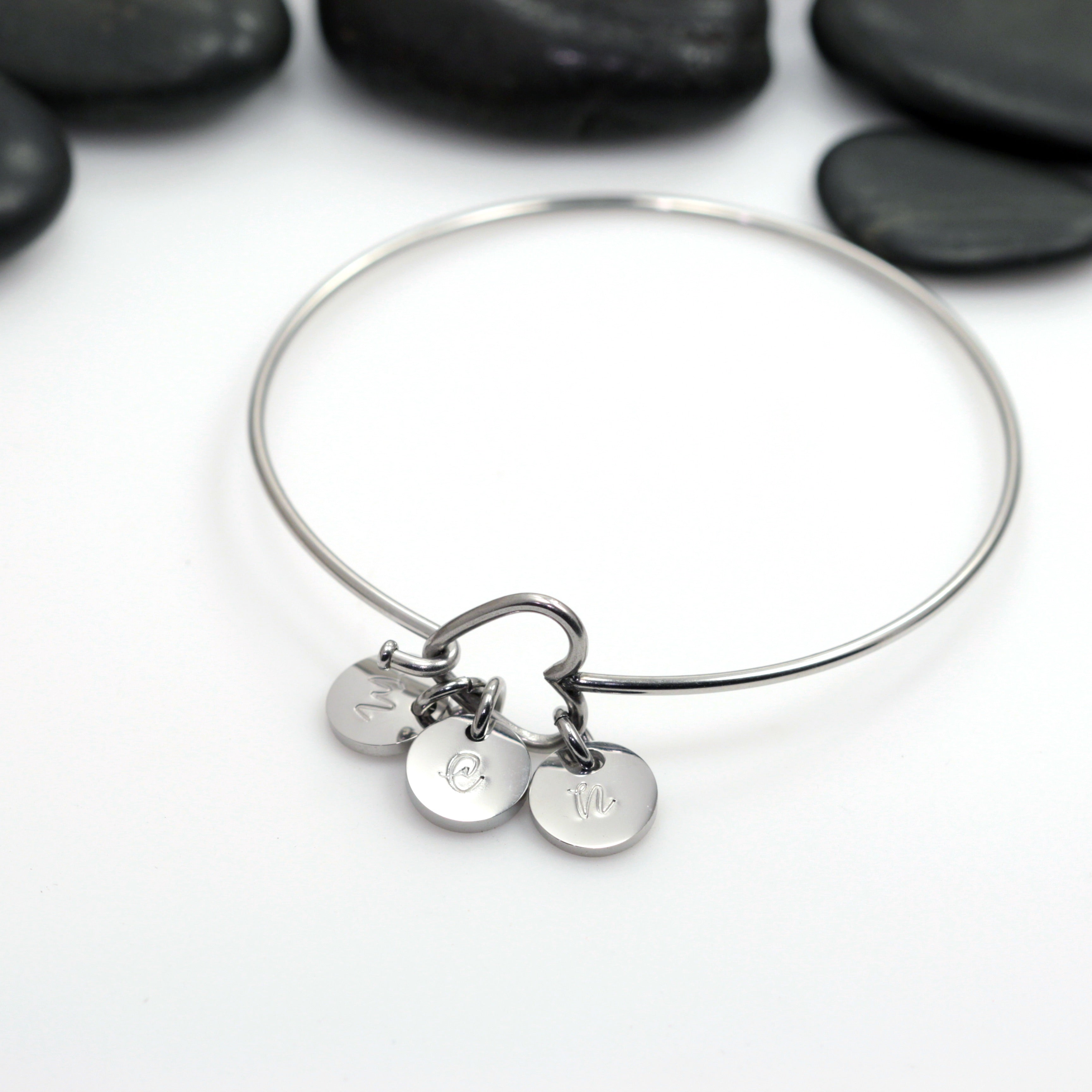 Personalized Heart | Infinity Bangle Bracelet With Initials – My Hero ...
