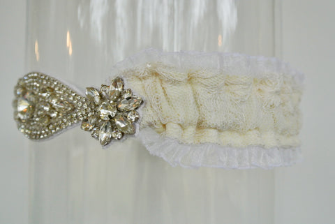 wedding garter made using grandmother's fabric 