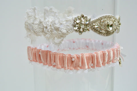 wedding garter made using mother's dress material 