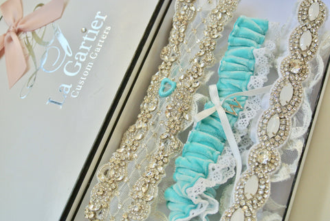 tiffany blue wedding garter set 